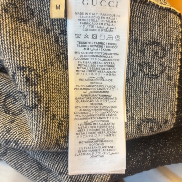 New Gucci 2025 GG monogram metallic Ivory and blue GG lamé jacquard knit top M - Picture 6 of 8